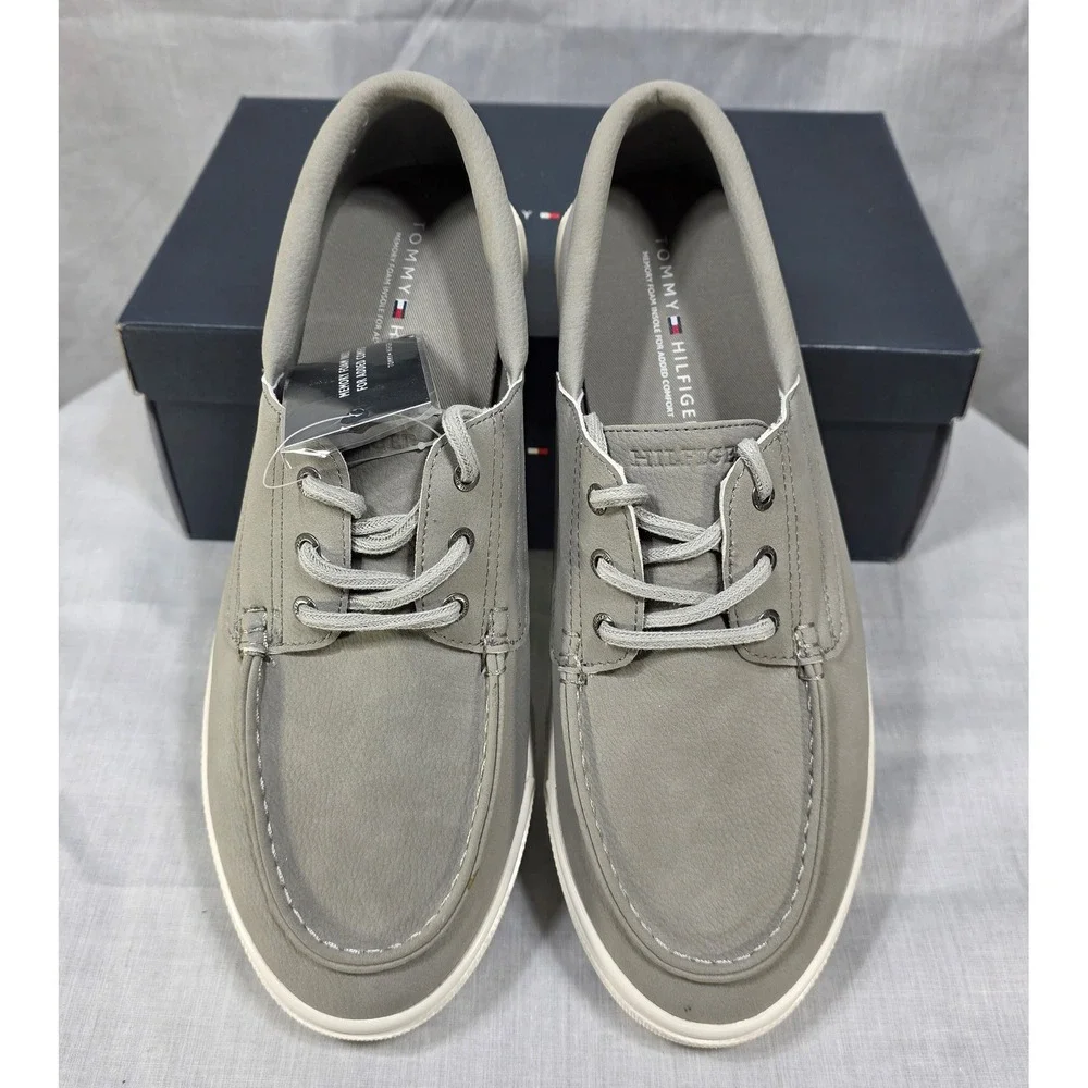 Tommy Hilfiger Gervis Men's Grey Boat Shoe Low Top‎ Lace Up Memory Foam Size 9M